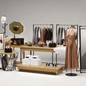 现代服装店衣架3D模型下载